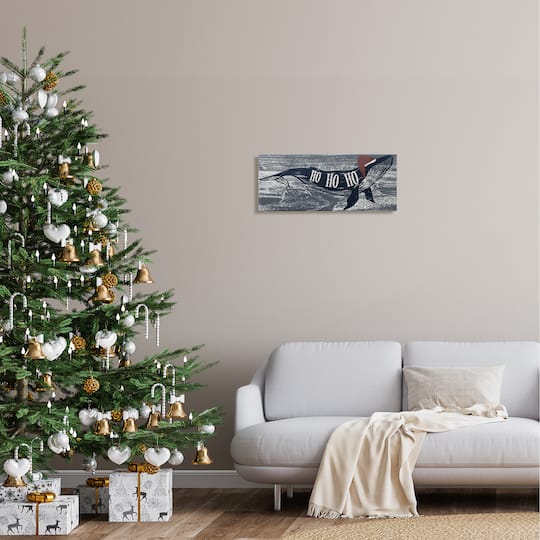 Stupell Industries Ho Ho Ho Christmas Santa Whale Canvas Wall Art